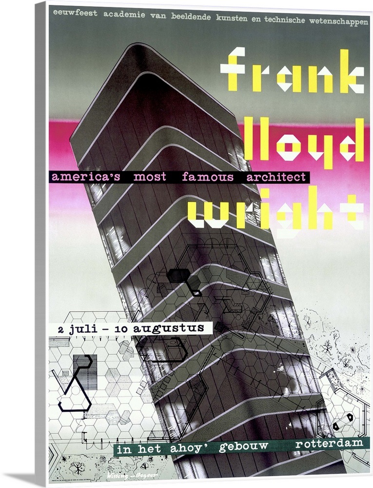 Frank Lloyd Wright Dutch Exhibit Vintage Poster