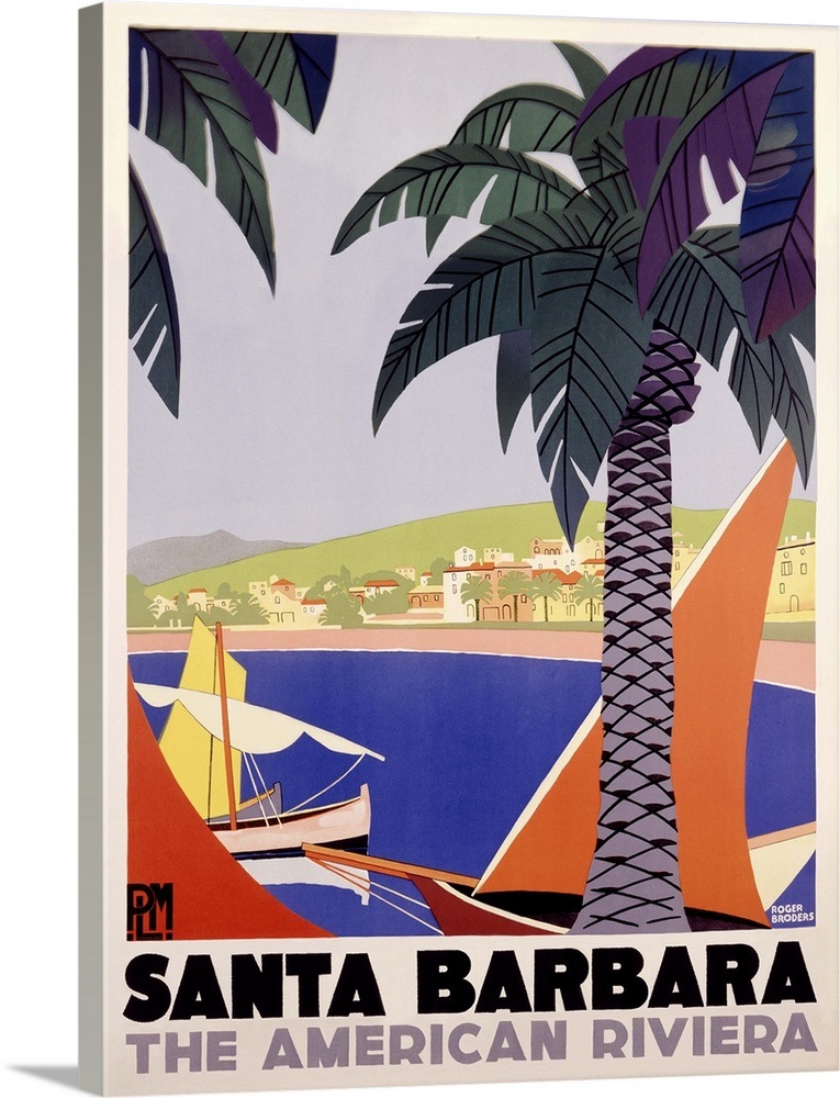 Santa Barbara American Riviera Vintage Advertising Poster Wall Art Canvas Prints Framed Prints 0608