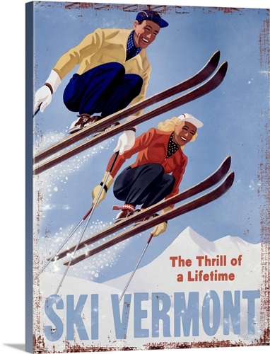 Ski Vermont Vintage Advertising Poster Wall Art Canvas Prints Ski Vermont Vintage Advertising Poster