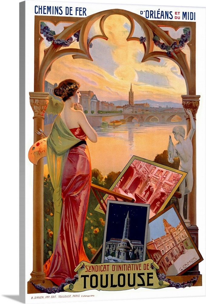 Toulouse, Vintage Poster, by Gaspar Camps Wall Art, Canvas Prints