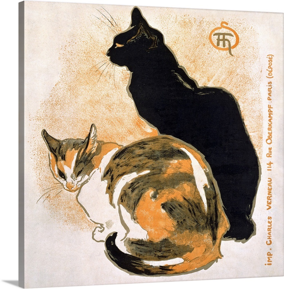 Two Cats, Vintage Poster, by Theophile Alexandre Steinlen Wall Art