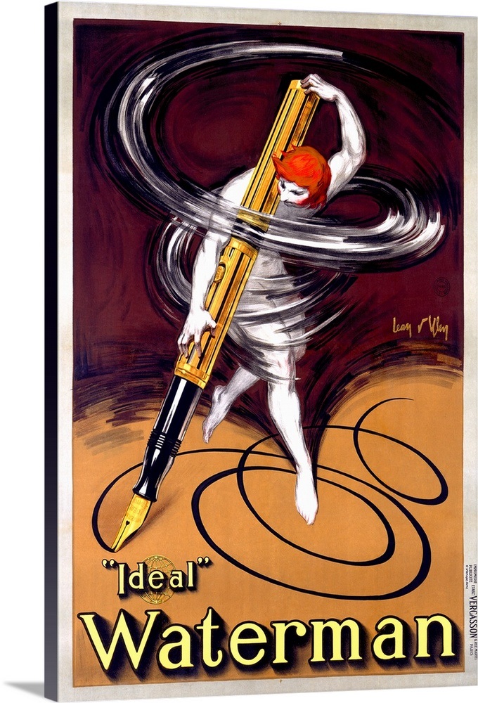 Waterman, Ideal Fountain Pen, Vintage Poster, by Jean DYlen Wall Art