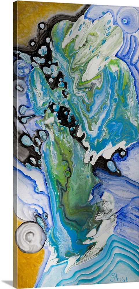 A pour painting in turquoise colors of the crystal-clear rivers running in the cave systems of blue mountains, Australia.