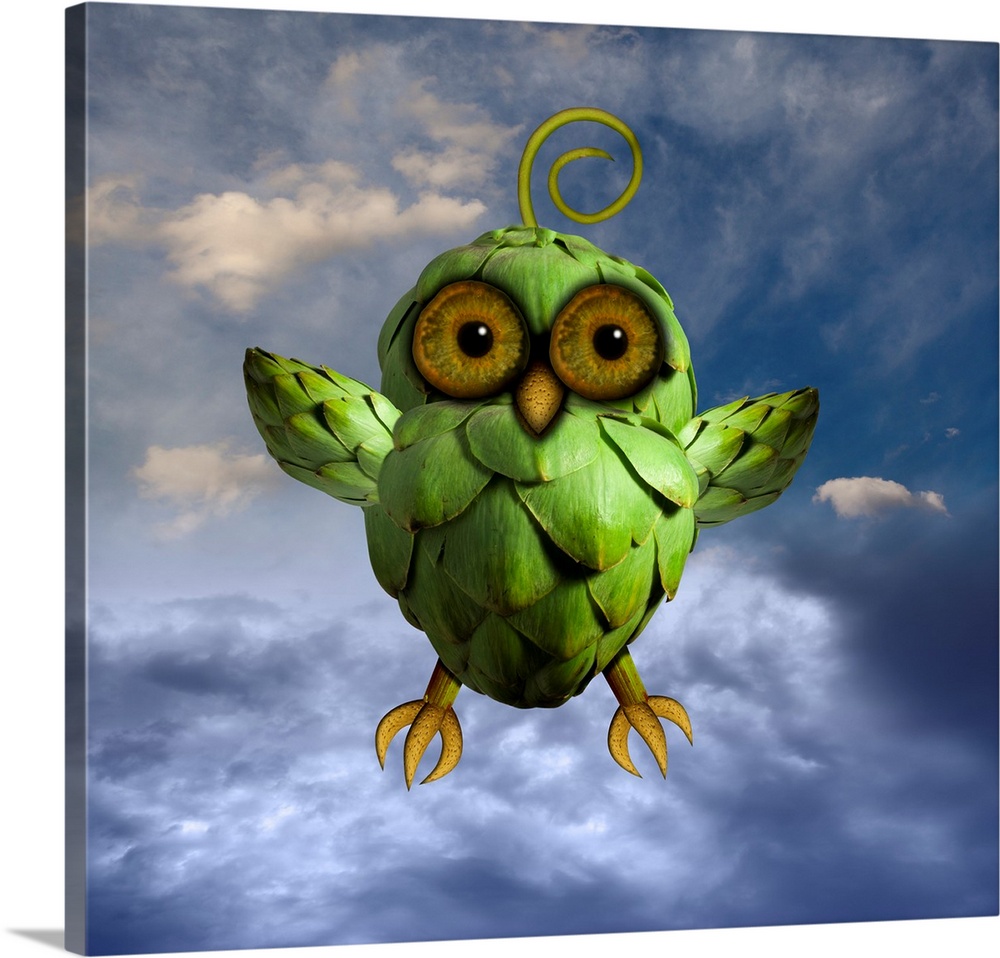 Flying friendly owl.