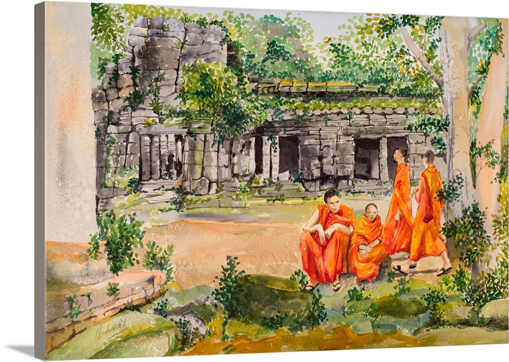 I came across these monks resting in Siem Reap, Cambodia. The color of their robes against the lush green background inspi...