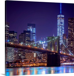 Brooklyn Bridge And Freedom Tower At Night image thumbnail