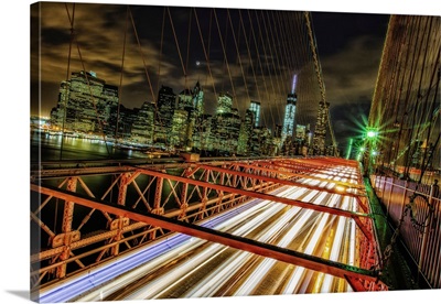 Brooklyn Bridge And Lower Manhattan At Night