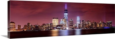Lower Manhattan Panoramic View From New Jersey At Night
