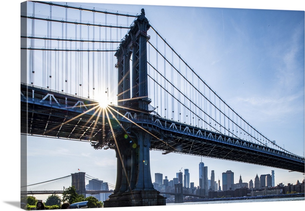 Manhattan Bridge With Sunburst