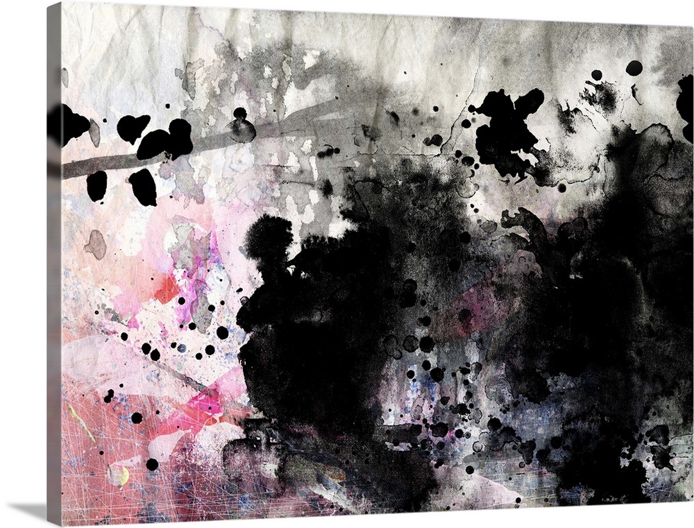 Black and Pink Abstract Wall Art, Canvas Prints, Framed Prints, Wall