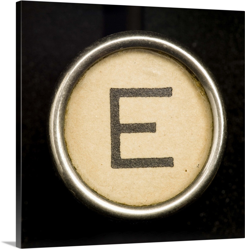 E Black Typewriter Key Letter Art Wall Art, Canvas Prints, Framed