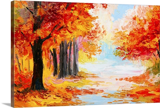 Oil painting of a landscape in autumn foliage Photo Canvas Print ...