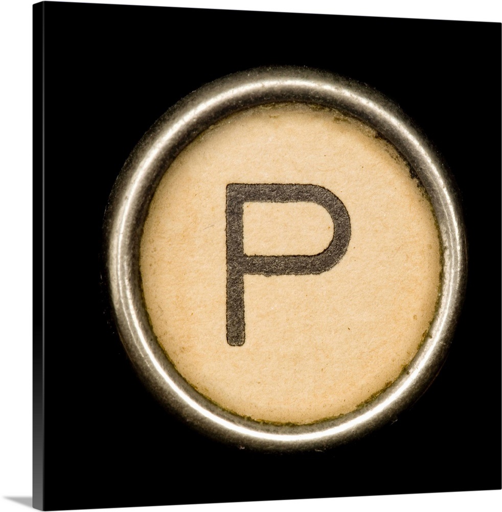 P Black Typewriter Key Letter Art Wall Art, Canvas Prints, Framed