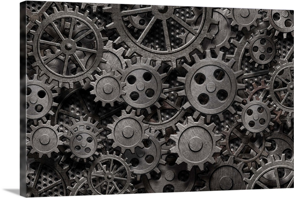 Pile Of Rusty Metal Gears And Machine Parts Wall Art, Canvas Prints