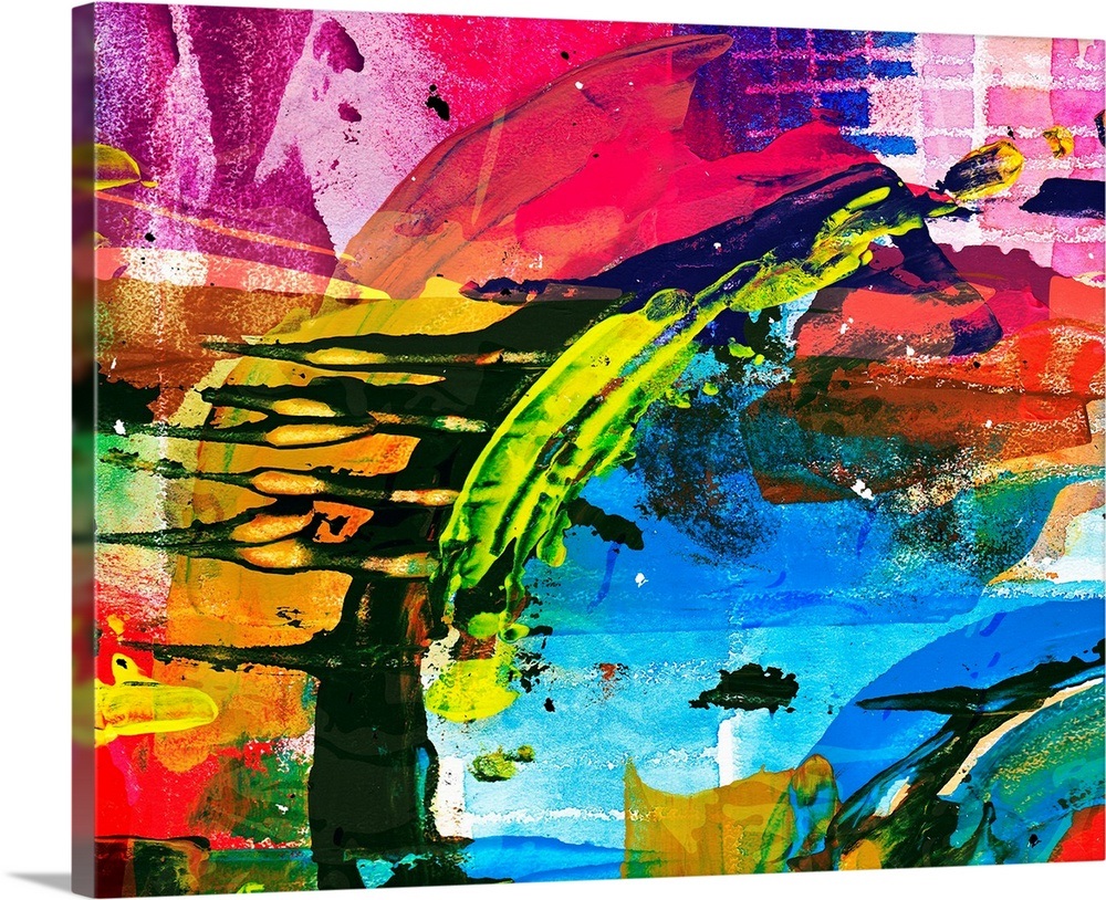 Pink, Yellow, and Blue Abstract Wall Art, Canvas Prints, Framed Prints