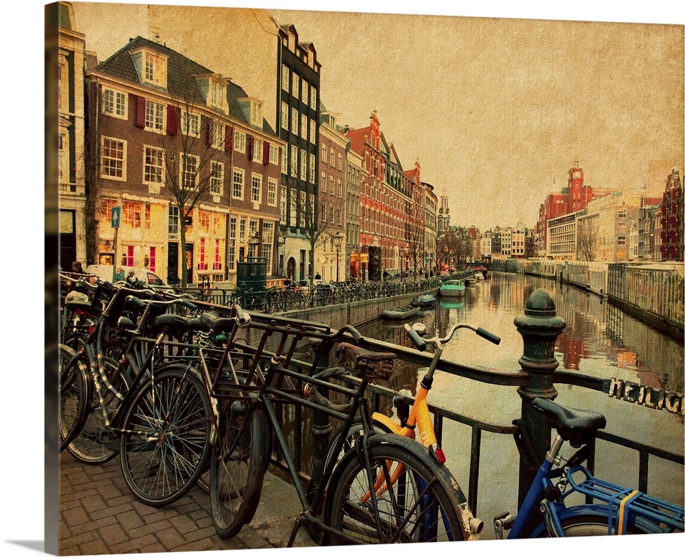 Singel canal in Amsterdam, Netherlands Wall Art, Canvas Prints, Framed