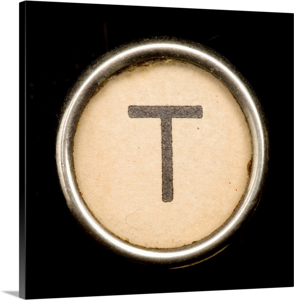 T Black Typewriter Key Letter Art Wall Art, Canvas Prints, Framed