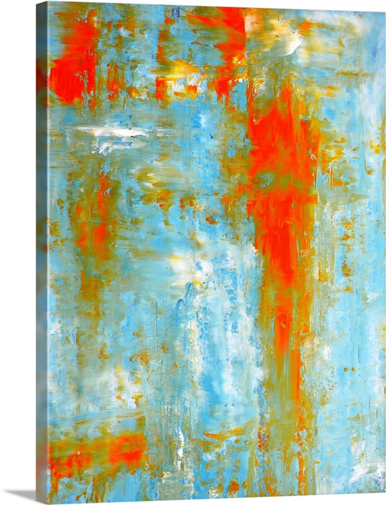 Teal and Orange Abstract Art Painting Wall Art, Canvas Prints, Framed ...