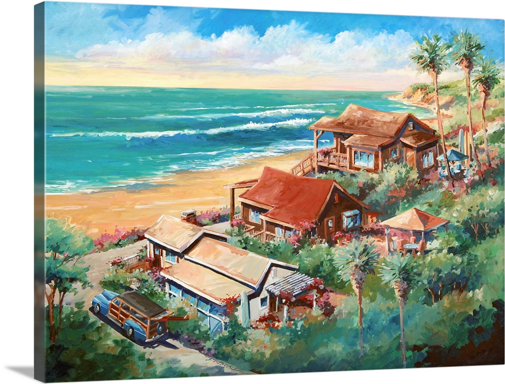 Contemporary painting of Crystal Cove, Laguna Beach, California.