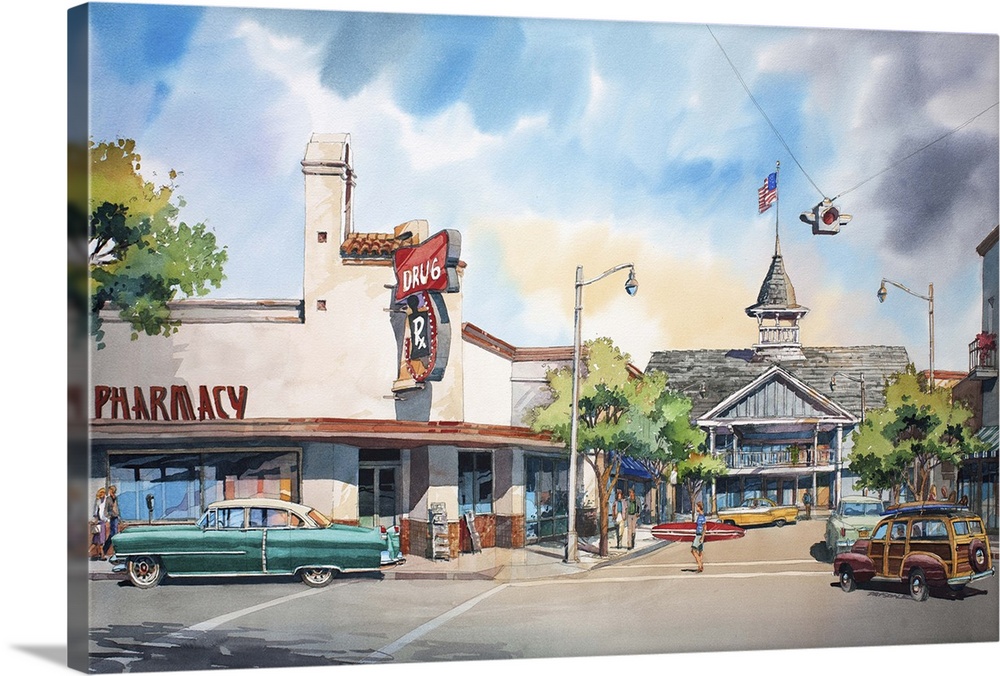 Watercolor painting of the Balboa Pavilion in Newport Beach, CA.