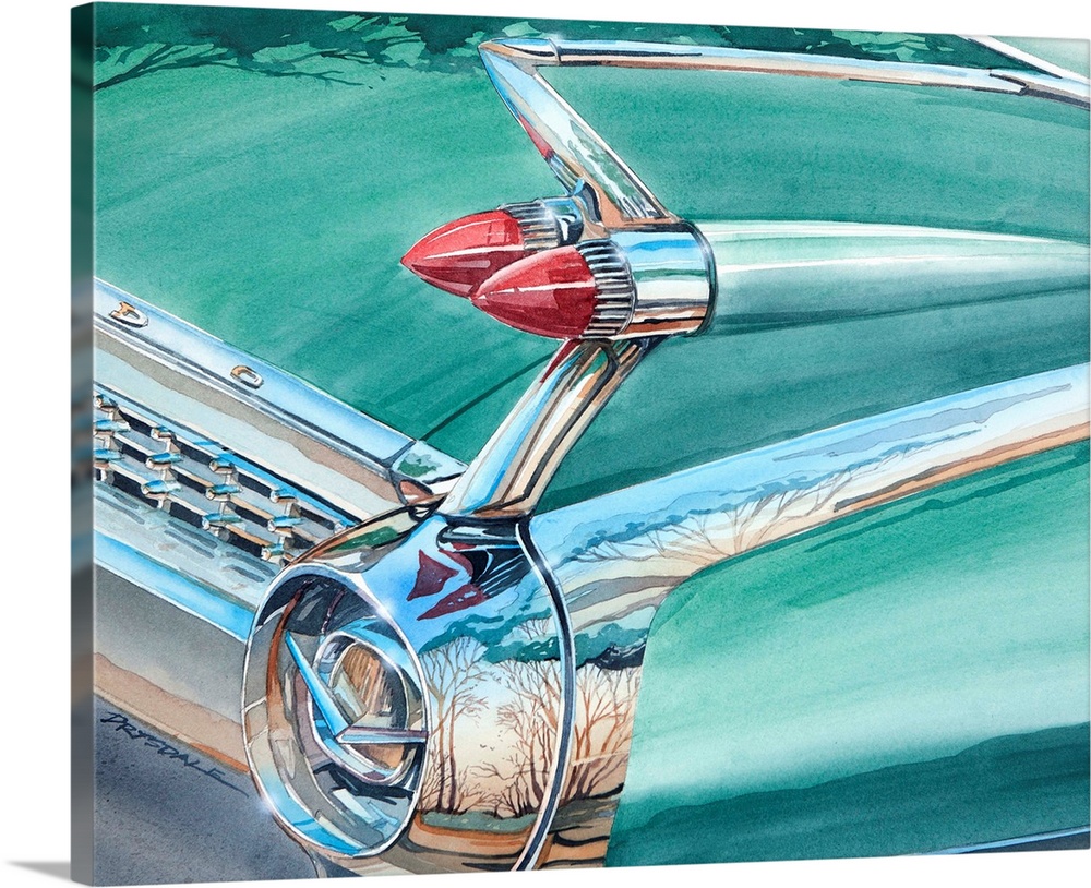 Watercolor of a Cadillac Eldorado fin