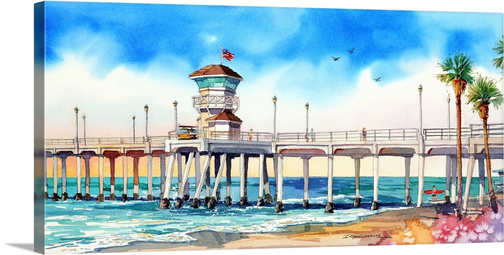 Watercolor of the Huntington Beach pier