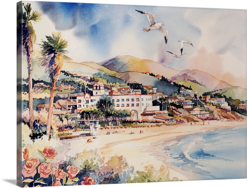 Watercolor of a Laguna Beach, California landscape.