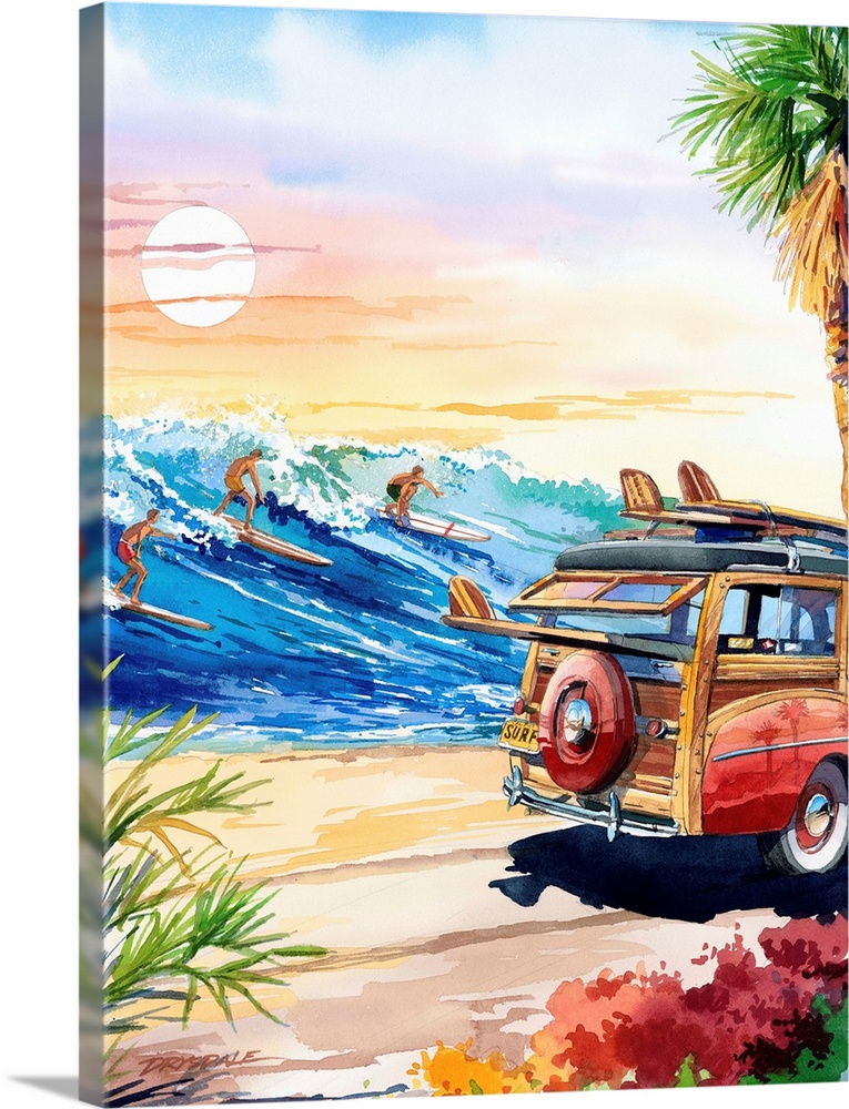 I was inspired to create the Summer Surfin' watercolor to visually transport the viewer to a time of the Beach Boys and Ja...