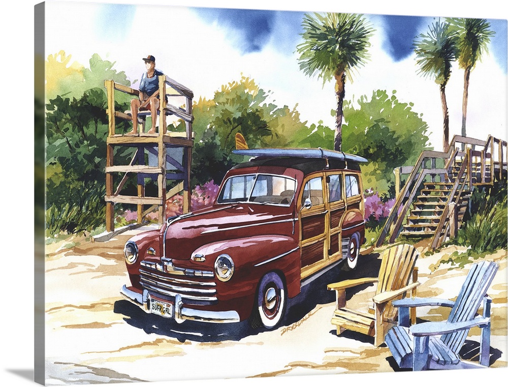 1948 Ford Woodie on Shepard Park, Cocoa Beach, Florida.
