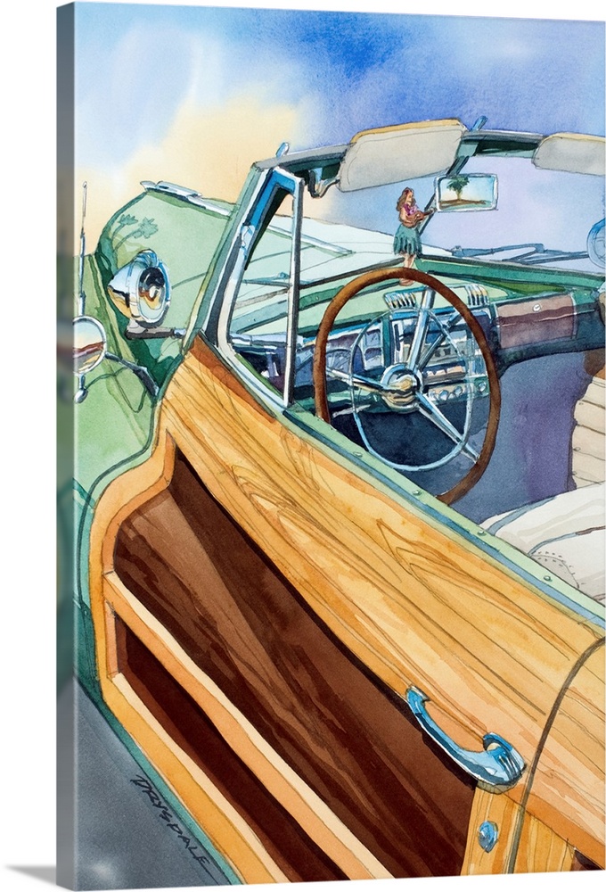 Watercolor painting of a 1948 Chrysler Town