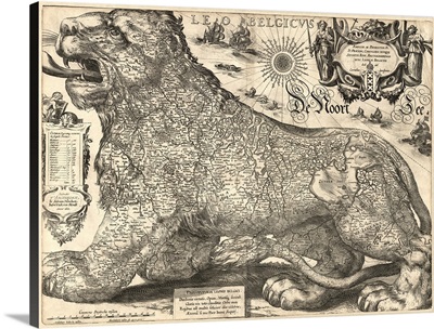 Antique Map of Belgium and the Netherlands, 1611