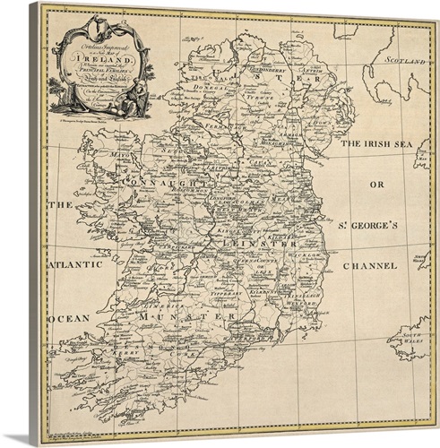 Antique Map of Ireland, ca. 1795 | Great Big Canvas