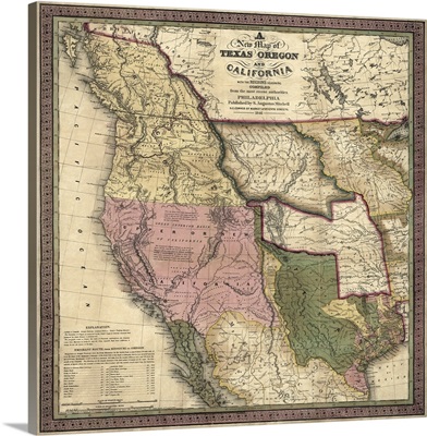 Antique Map of the Western US, 1846
