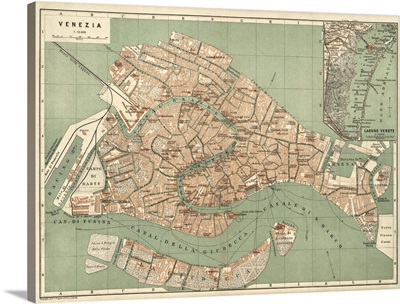 Antique Map of Venice, ca. 1886