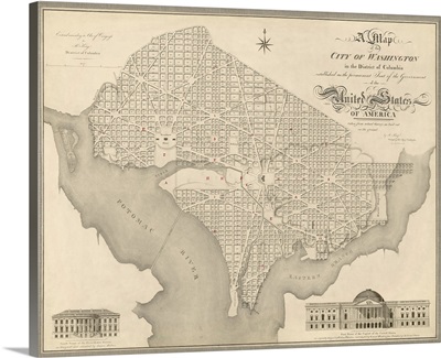 Antique Map of Washington DC, 1818