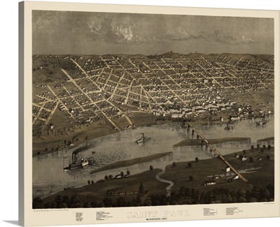 Bird's Eye View of Saint Paul, Minnesota, 1867