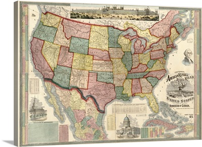 Centennial American Republic and Railroad Map of the United States