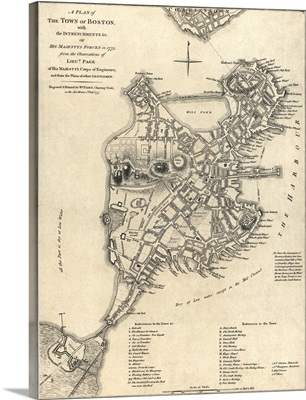 The Town of Boston, with the Intrenchments etc. of His Majestys Forces in 1775