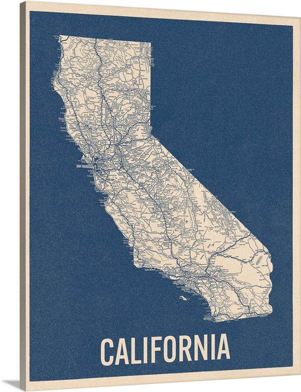 Vintage California Road Map 2 Wall Art, Canvas Prints, Framed Prints