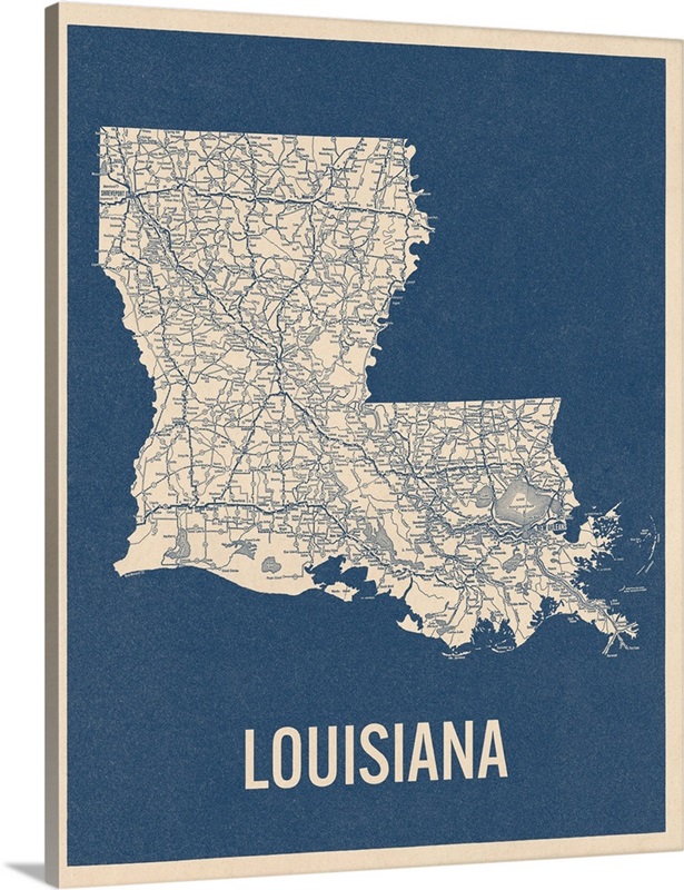 Vintage Louisiana Road Map 2 | Great Big Canvas