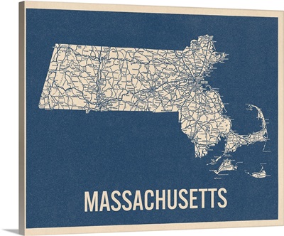 Vintage Massachusetts Road Map 2
