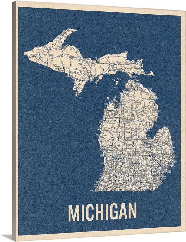 Vintage Michigan Road Map 2 | Great Big Canvas