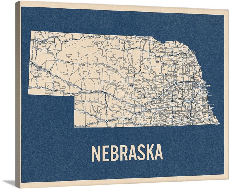 Vintage Nebraska Road Map 2 Great Big Canvas