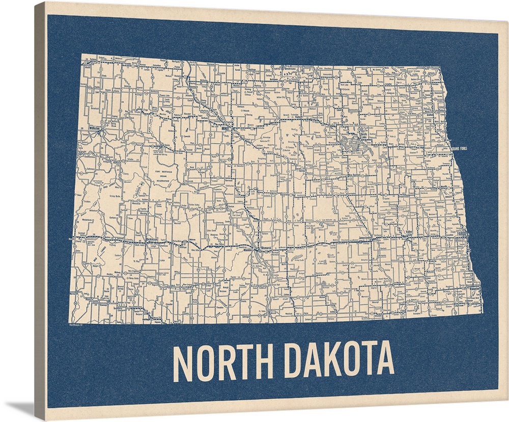 Vintage North Dakota Road Map 2
