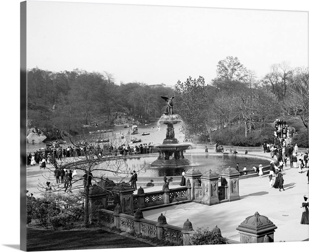 Vintage photograph of Bethesda Fountain, Central Park, New York City