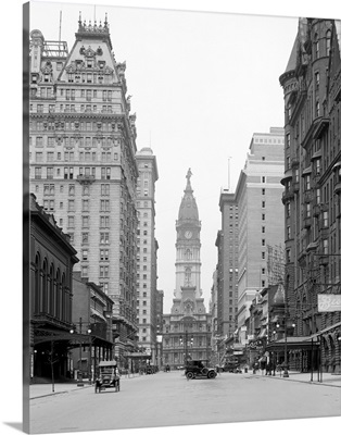Vintage photograph of Broad Street and City Hall Tower, Philadelphia, Pennsylvania