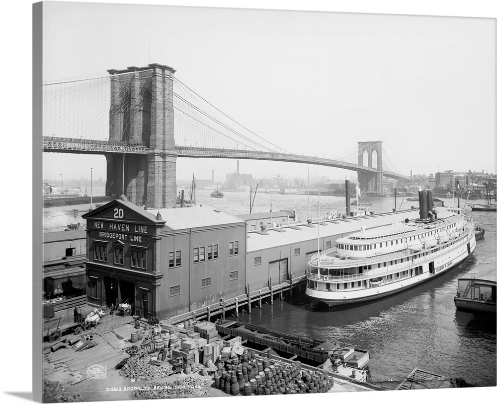 Vintage photograph of Brooklyn Bridge, New York City