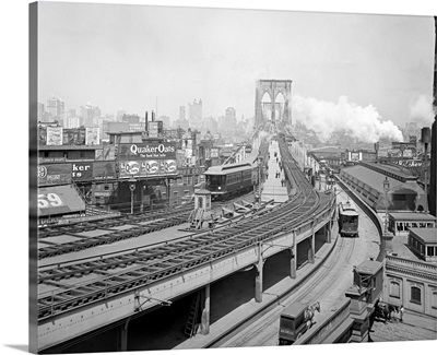 Vintage photograph of Brooklyn Terminal, Brooklyn Bridge, New York City