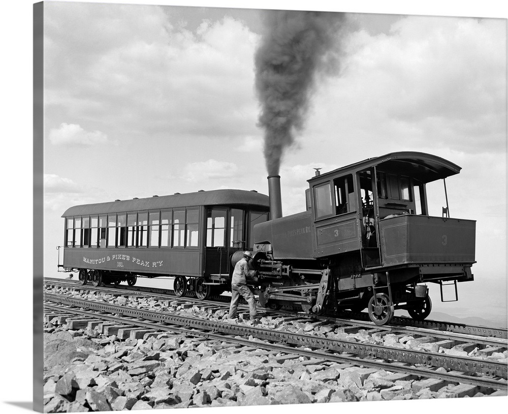 Vintage photograph of Cog Wheel Train, Summit of Pikes Peak, Colorado