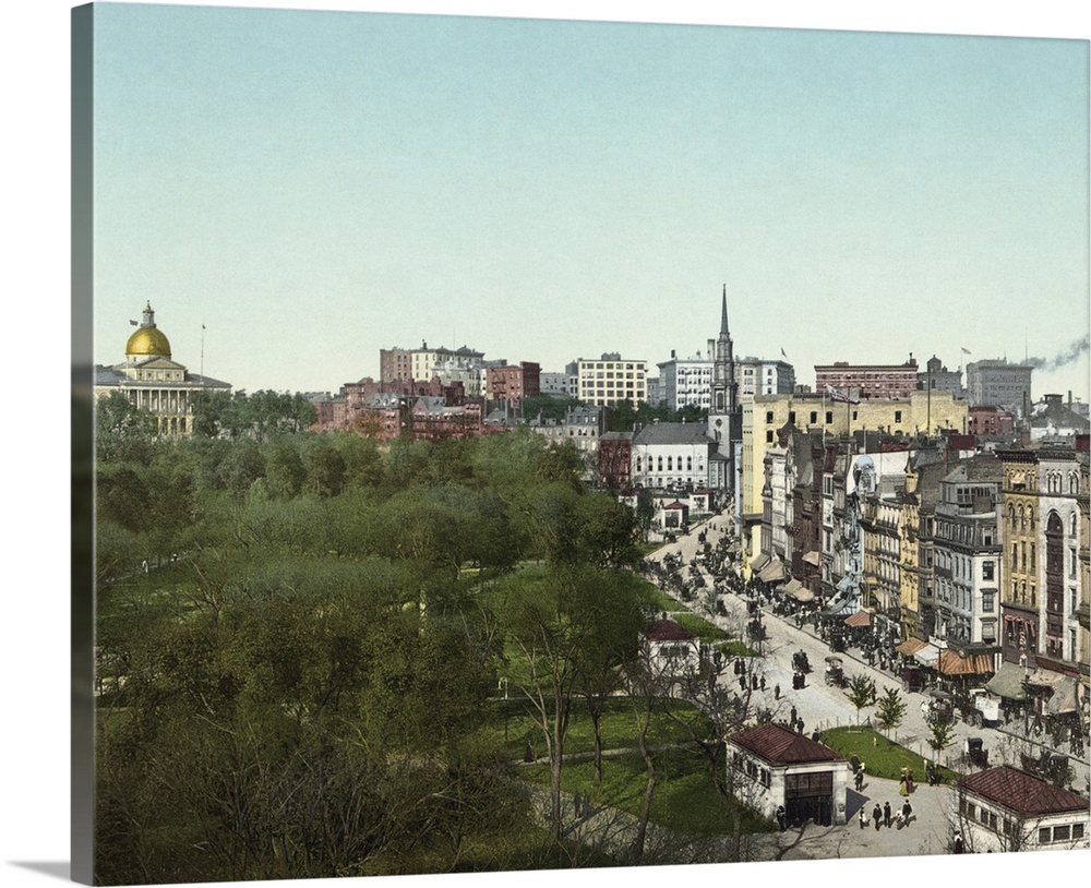 Vintage photograph of Tremont Street and Gardens, Boston, Massachusetts